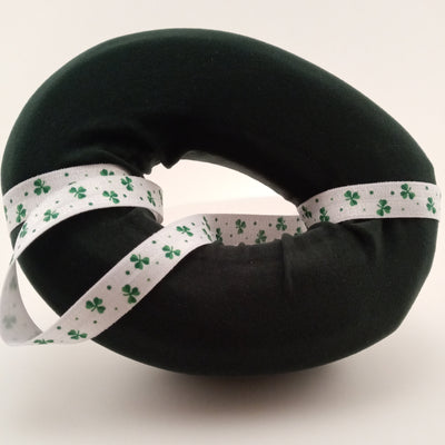 Dark Green CNH Donut Pillow, with shamrocks head strap,  for ear pain relief, freeshipping - CNH Donut Pillow
